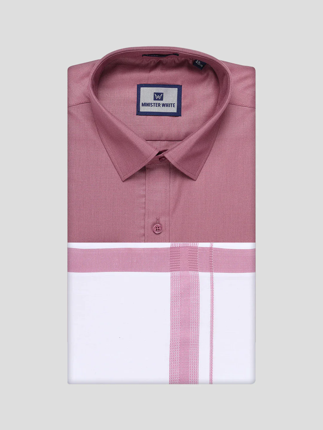Mens Cotton Dark Pink Matching Shirt and Dhoti Combo Luster - Image 9
