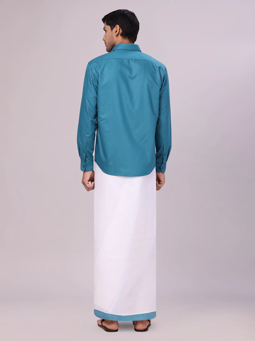 Mens Cotton Green Matching Shirt and Dhoti Combo Luster - Image 7
