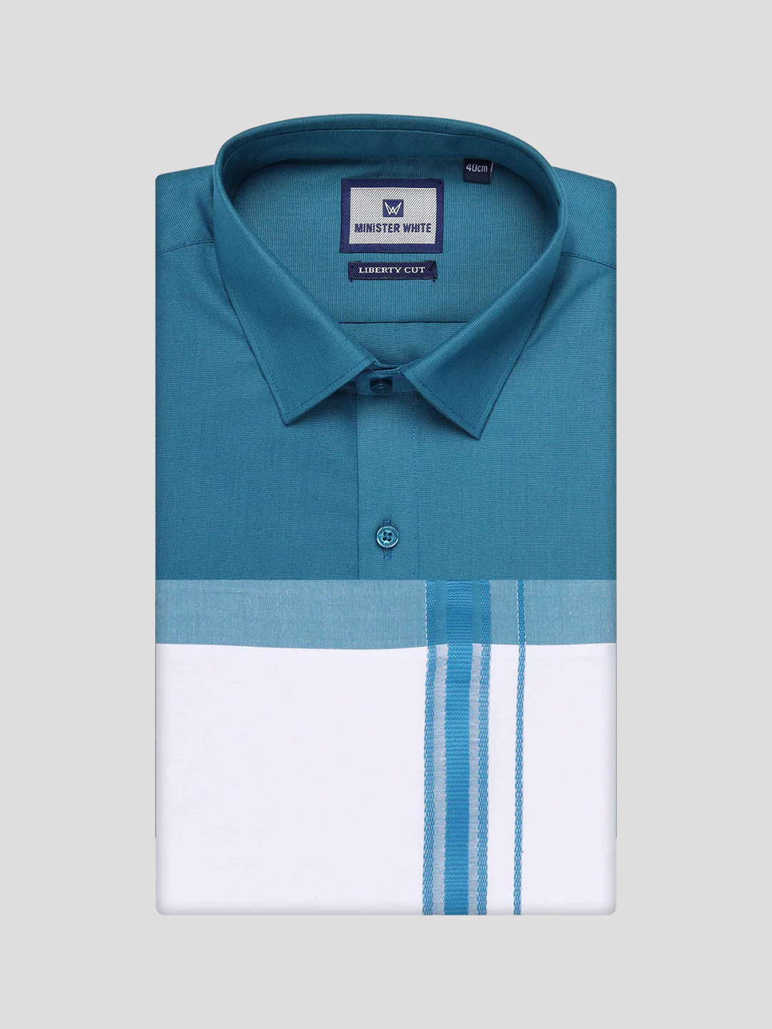 Mens Cotton Green Matching Shirt and Dhoti Combo Luster - Image 9
