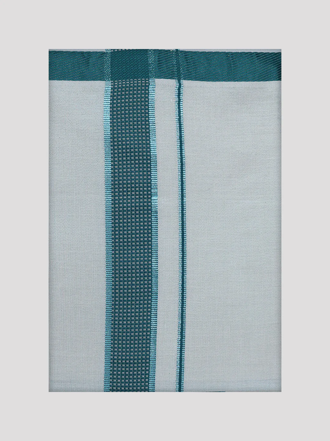 Mens Cotton Green Shirt with Tissue Matching Border Dhoti Wedding Combo Kandala - Image 8