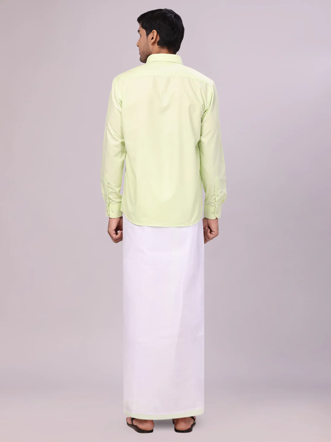 Mens Cotton Light Green Matching Shirt and Dhoti Combo Luster - Image 4