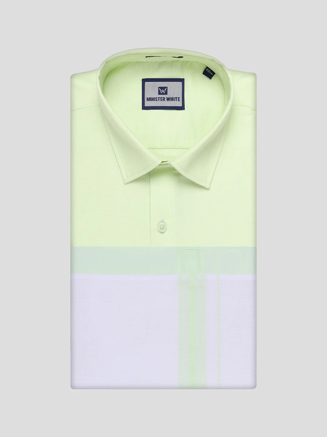 Mens Cotton Light Green Matching Shirt and Dhoti Combo Luster - Image 5
