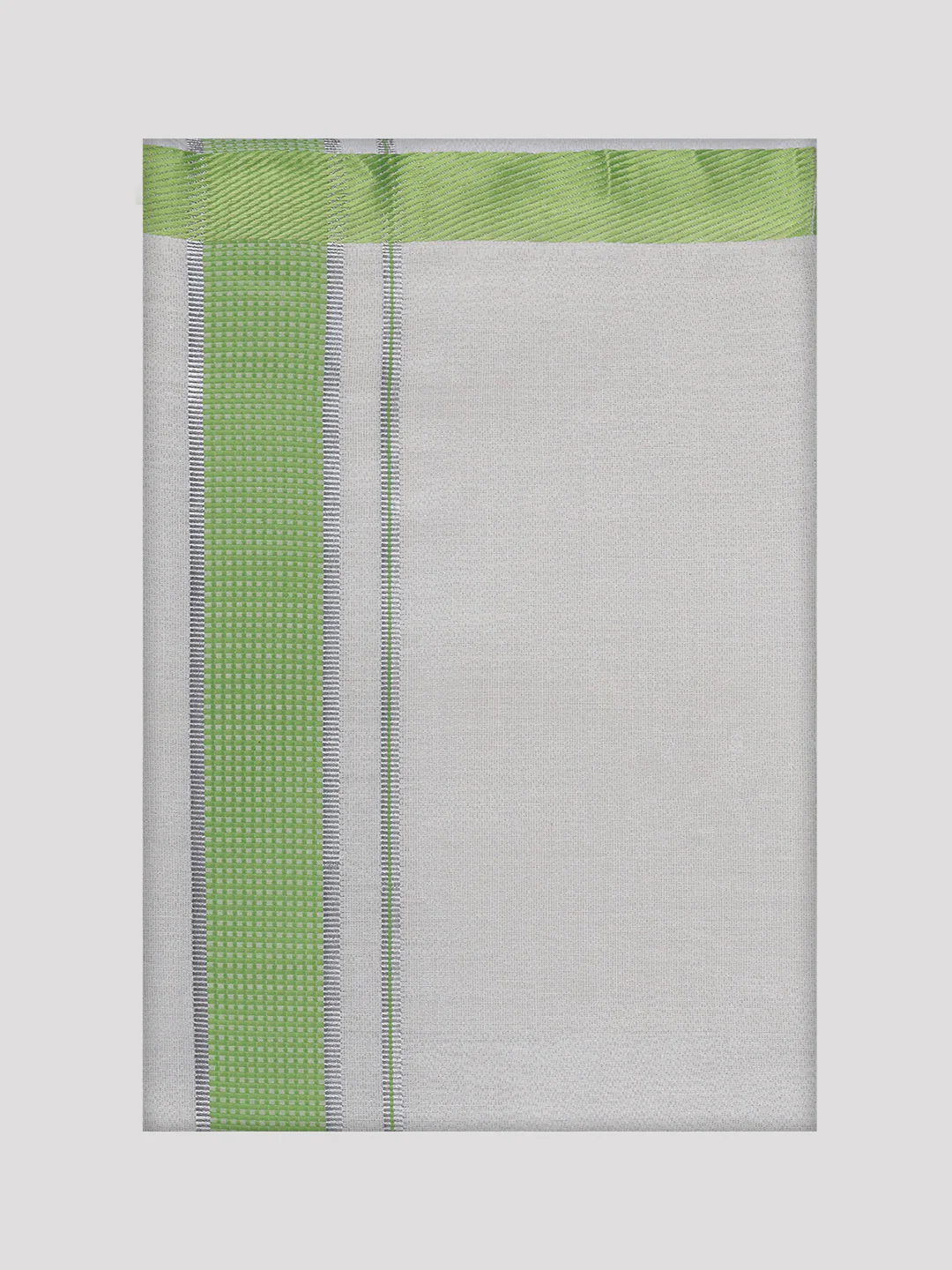 Mens Cotton Light Green Shirt with Tissue Matching Border Dhoti Wedding Combo Kandala - Image 12