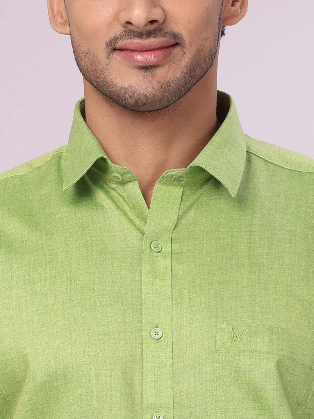Mens Cotton Light Green Shirt with Tissue Matching Border Flexi Dhoti Wedding Combo Kandala - Image 6