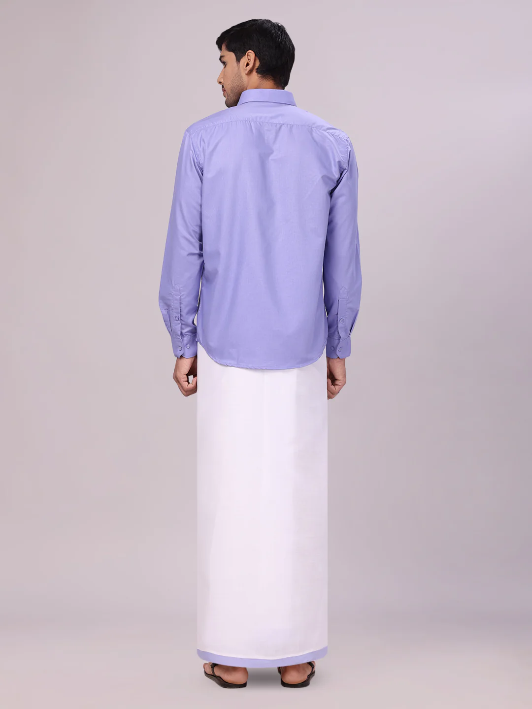 Mens Cotton Light Purple Matching Shirt and Dhoti Combo Luster - Image 7