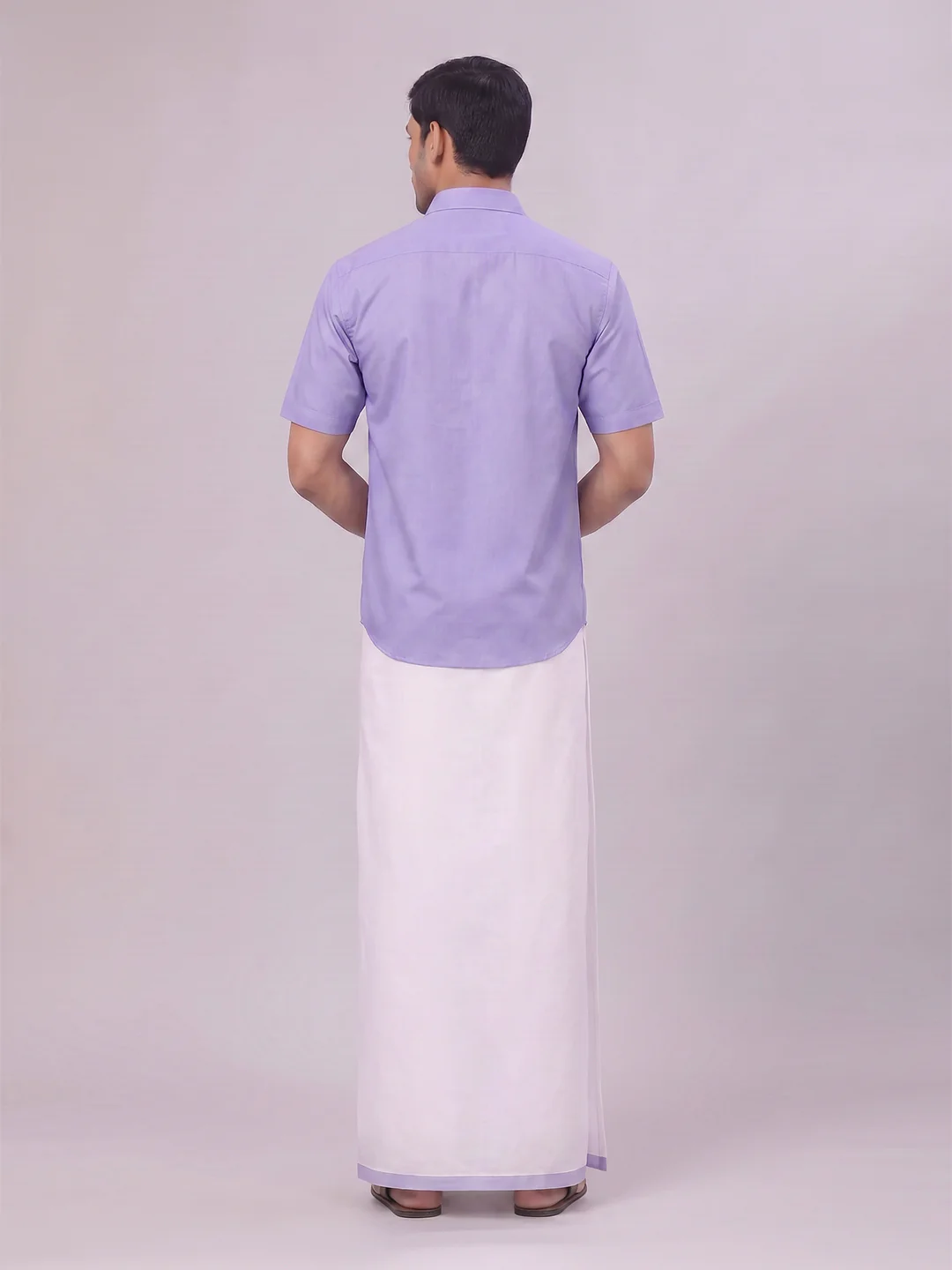 Mens Cotton Light Purple Matching Shirt and Dhoti Combo Luster - Image 8