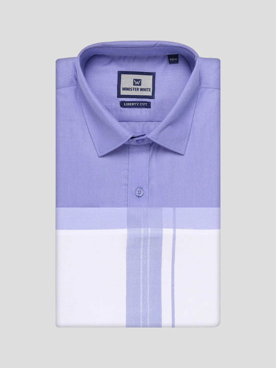 Mens Cotton Light Purple Matching Shirt and Dhoti Combo Luster - Image 9