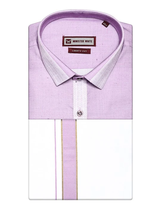 Men's Cotton Lilac Color Regular Fit Shirt with Matching Border Dhoti Impress Print