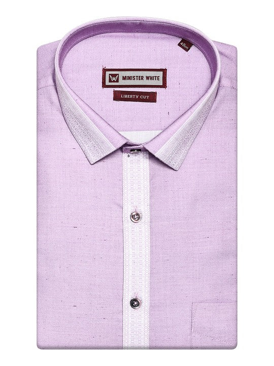 Men's Cotton Lilac Color Regular Fit Shirt with Matching Border Dhoti Impress Print - Image 2