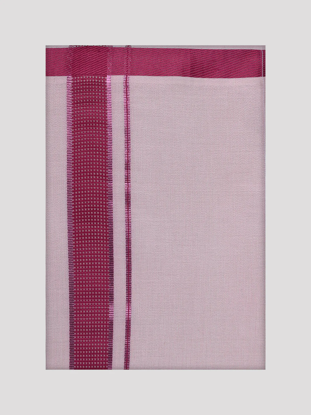 Mens Cotton Magenta Shirt with Tissue Matching Border Dhoti Wedding Combo Kandala - Image 12