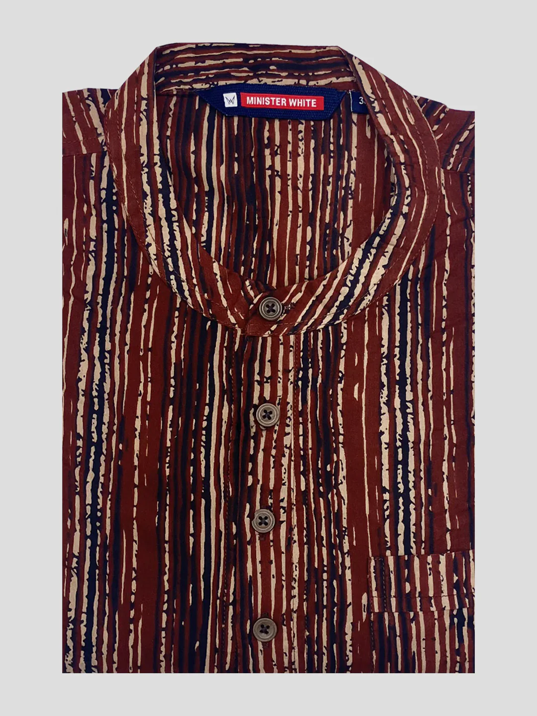 Men's Cotton Maroon Color Full Sleeves Short Kurta