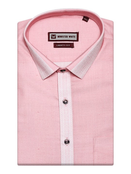 Men's Cotton Peach Color Regular Fit Shirt with Matching Border Dhoti Impress Print - Image 2