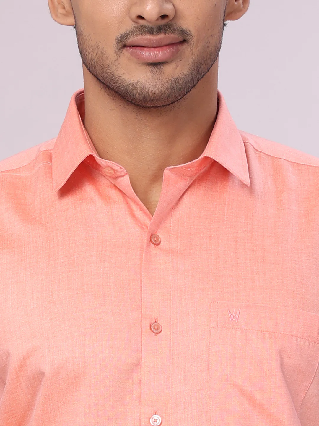 Mens Cotton Peach Shirt with Tissue Matching Border Dhoti Wedding Combo Kandala - Image 5
