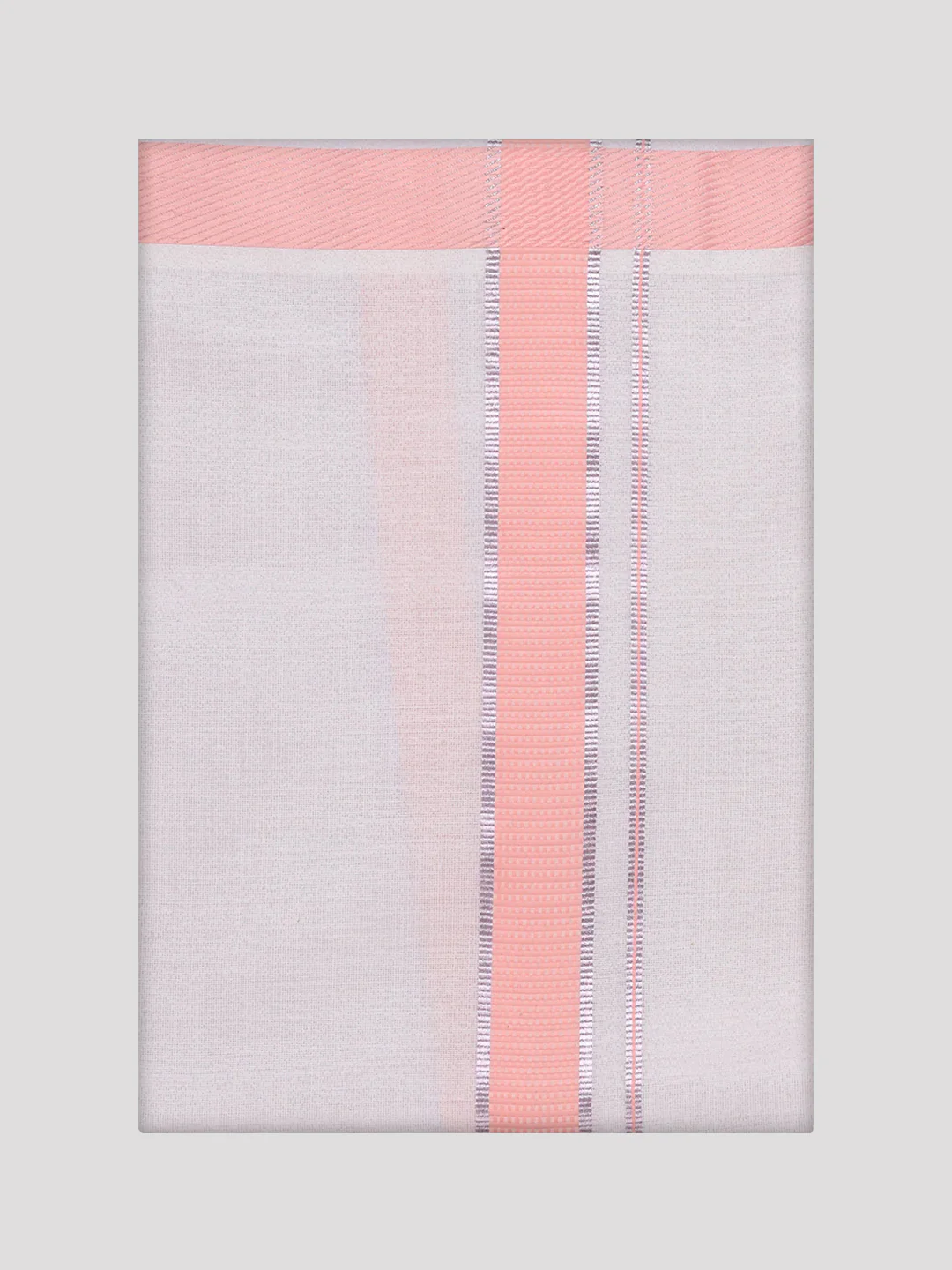 Mens Cotton Peach Shirt with Tissue Matching Border Dhoti Wedding Combo Kandala - Image 8