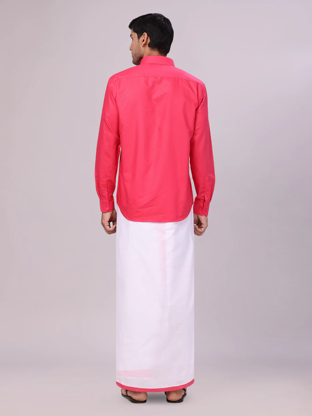 Mens Cotton Pink Matching Shirt and Dhoti Combo Luster - Image 7