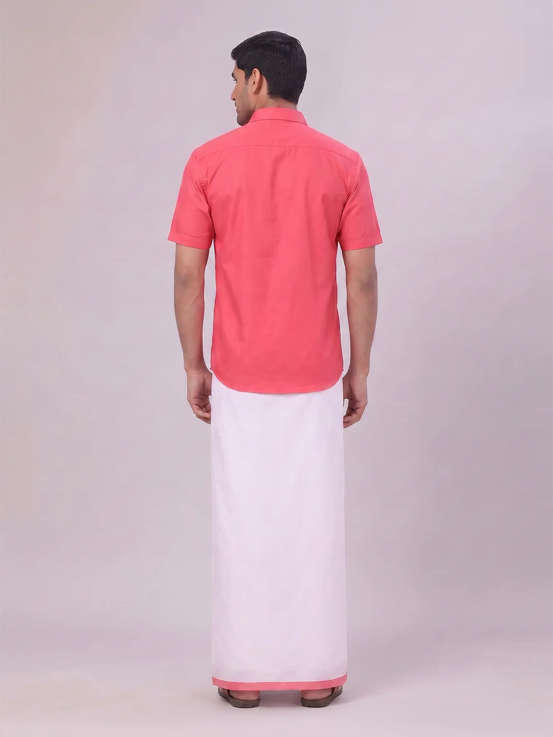 Mens Cotton Pink Matching Shirt and Dhoti Combo Luster - Image 8