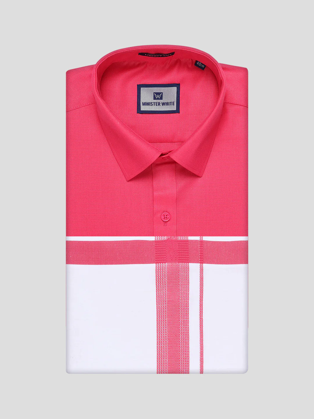 Mens Cotton Pink Matching Shirt and Dhoti Combo Luster - Image 9