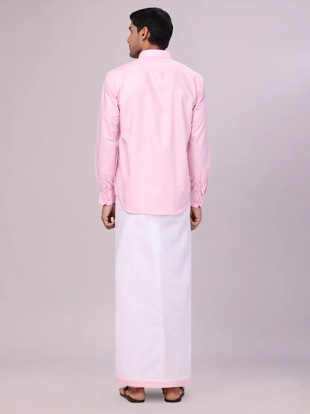 Mens Cotton Pink Matching Shirt and Dhoti Combo Luster - Image 7