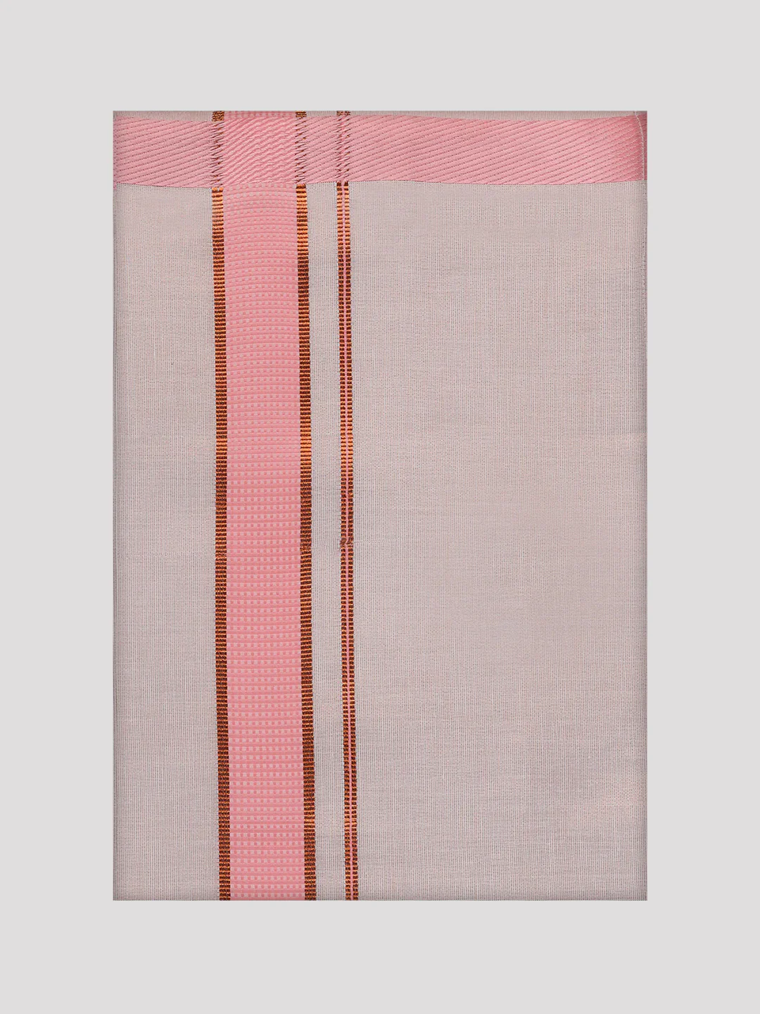 Mens Cotton Pink Shirt with Tissue Matching Border Dhoti Wedding Combo Kandala - Image 12