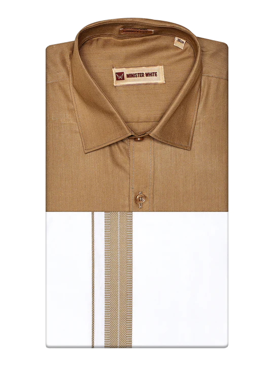 Men's Cotton Brown Color Matching Shirt and Dhoti Combo Miracle