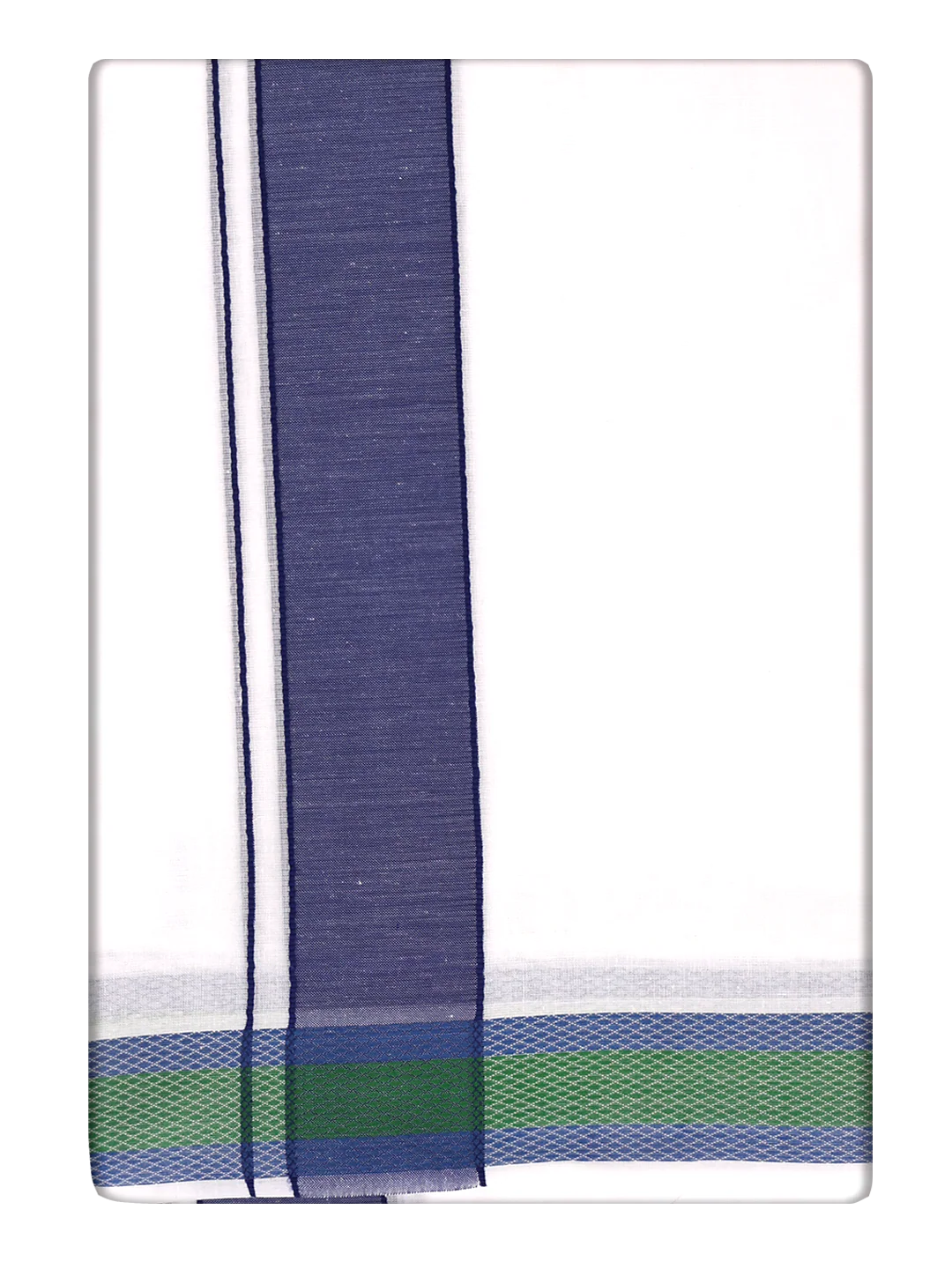 Men's Cotton White Panchakacham & Angavastram Set with Elegant Assorted Border Design Amber