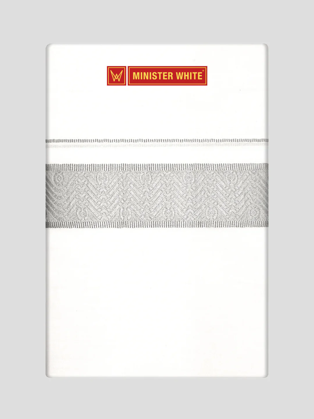 Mens Cotton White Single Layered Dhoti with Almond Jacquard Fancy Border - Saffron