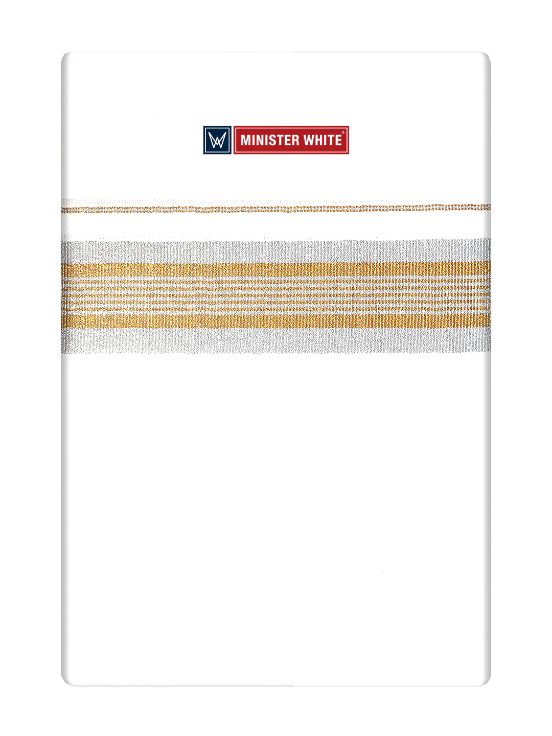 Men's Cotton White Single Layered Dhoti with Gold & Silver Jari Fancy Border - Ferry