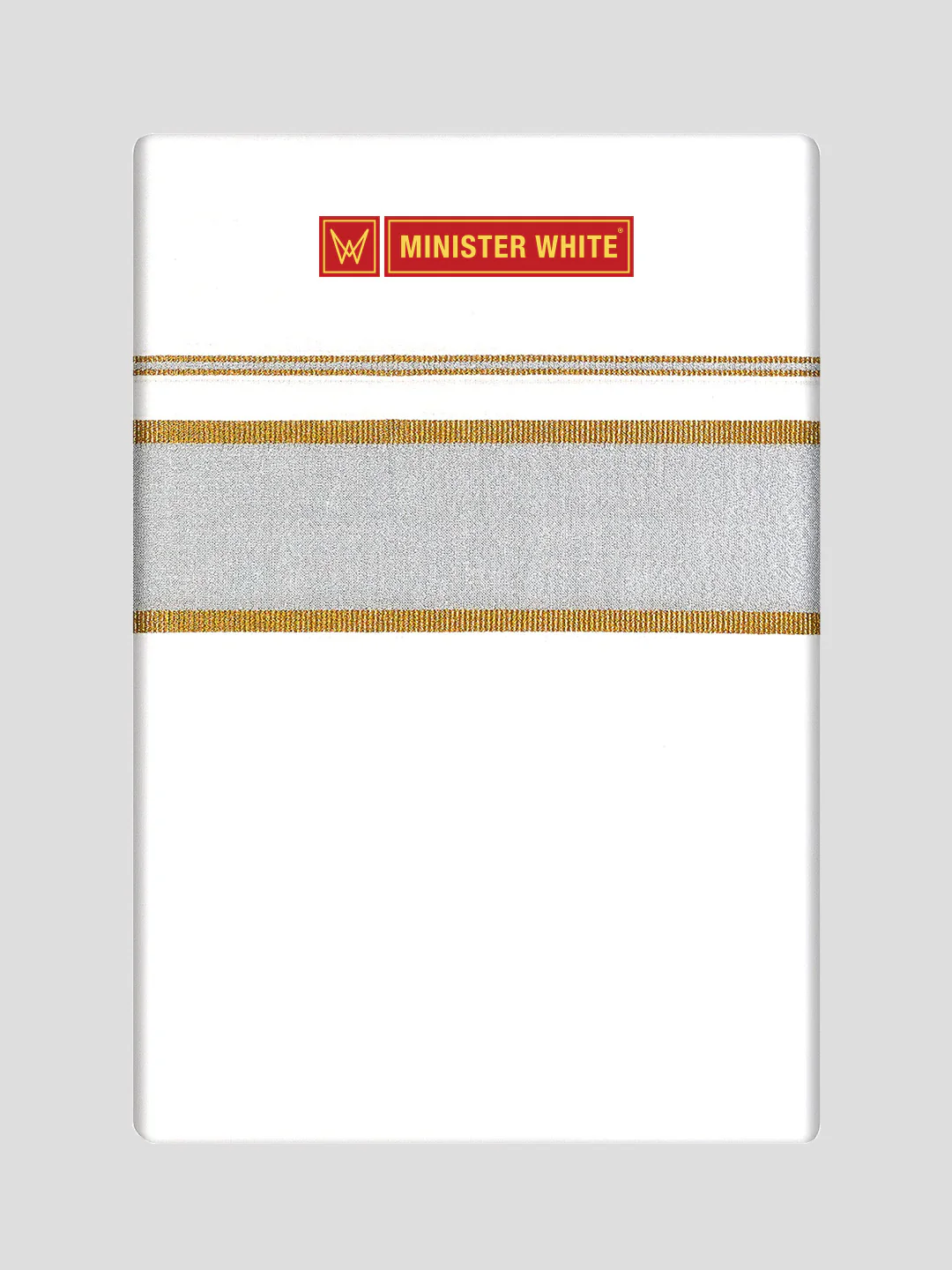 Men's Cotton White Single Layered Dhoti with Gold & Silver Jari Fancy Border - Ferry