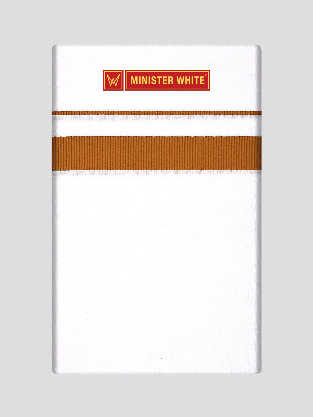 Mens Cotton White Single Layered Dhoti with Kakki Fancy Border - Janatha