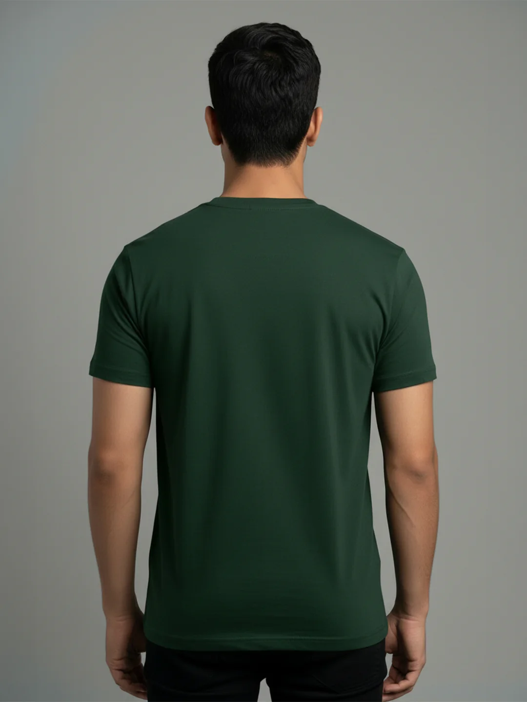 Men's Green Regular Fit Round Neck T-Shirt Crisper - Image 4