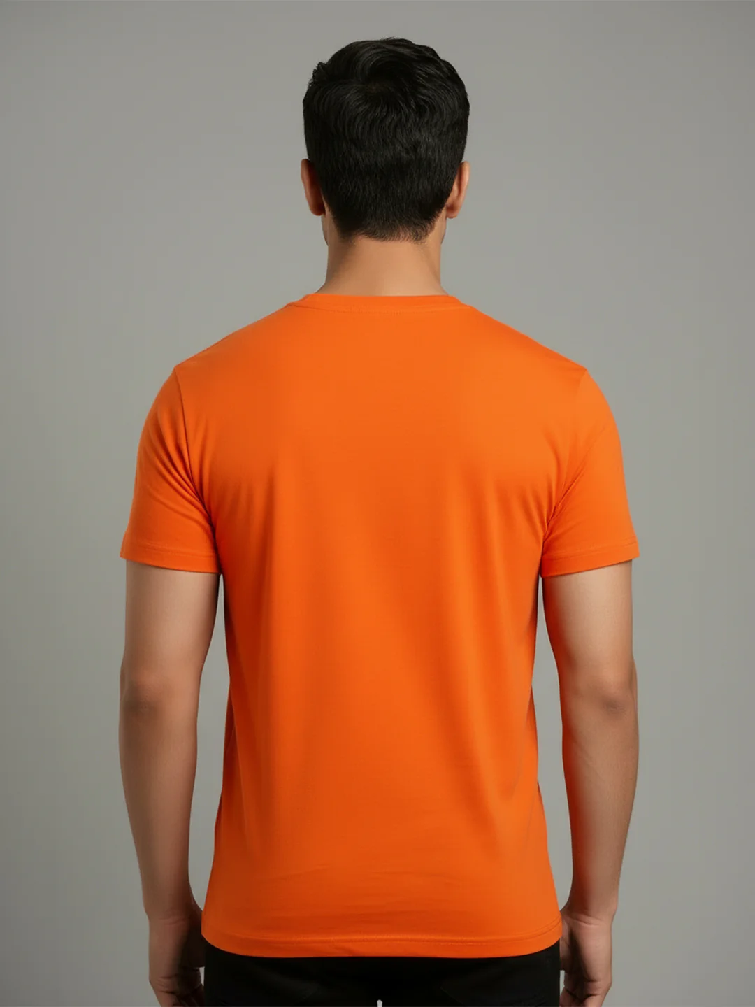 Men's Peach Regular Fit Round Neck T-Shirt Crisper - Image 4