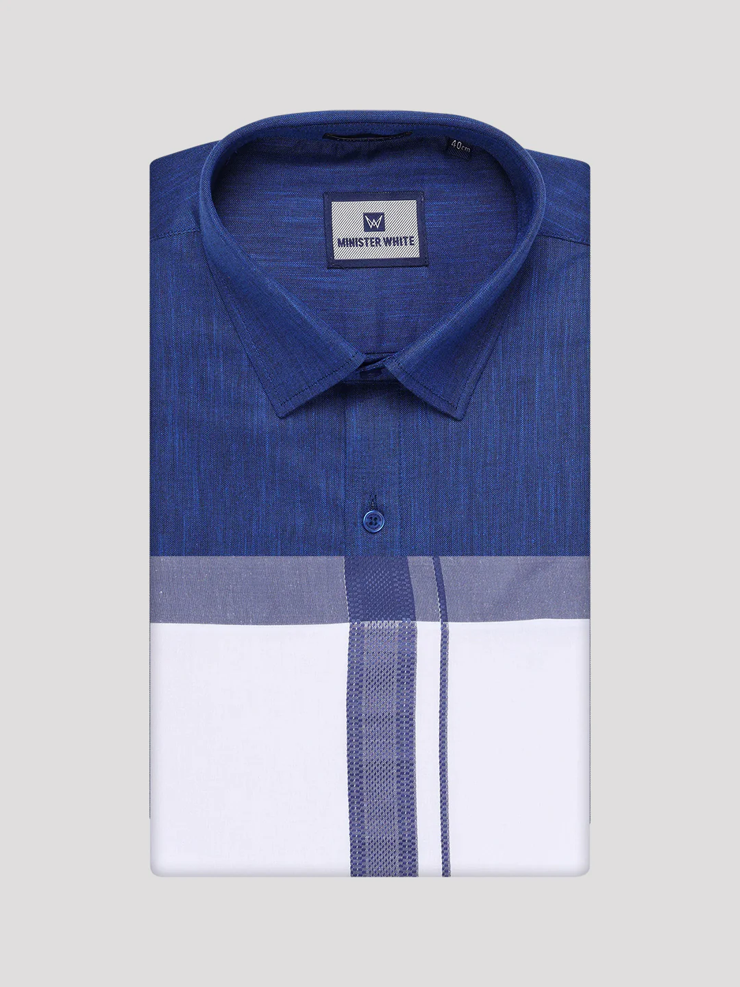 Mens Dark Blue Colour Shirt with Matching Fancy Border Dhoti Combo Lemax - Image 11
