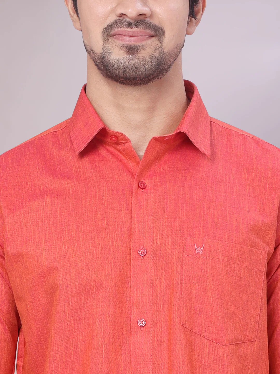 Mens Dark Brick Colour Shirt with Matching Fancy Border Dhoti Combo Lemax - Image 9