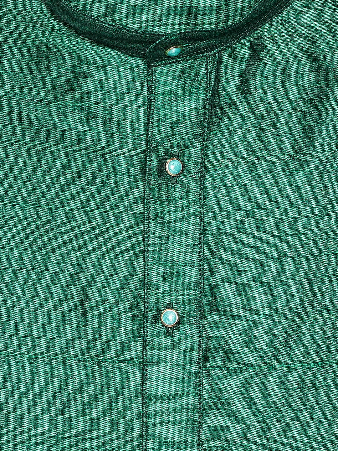 Men's Dupion Satin Emerald Green Mandarin Collar Kurta 11001 - Image 2