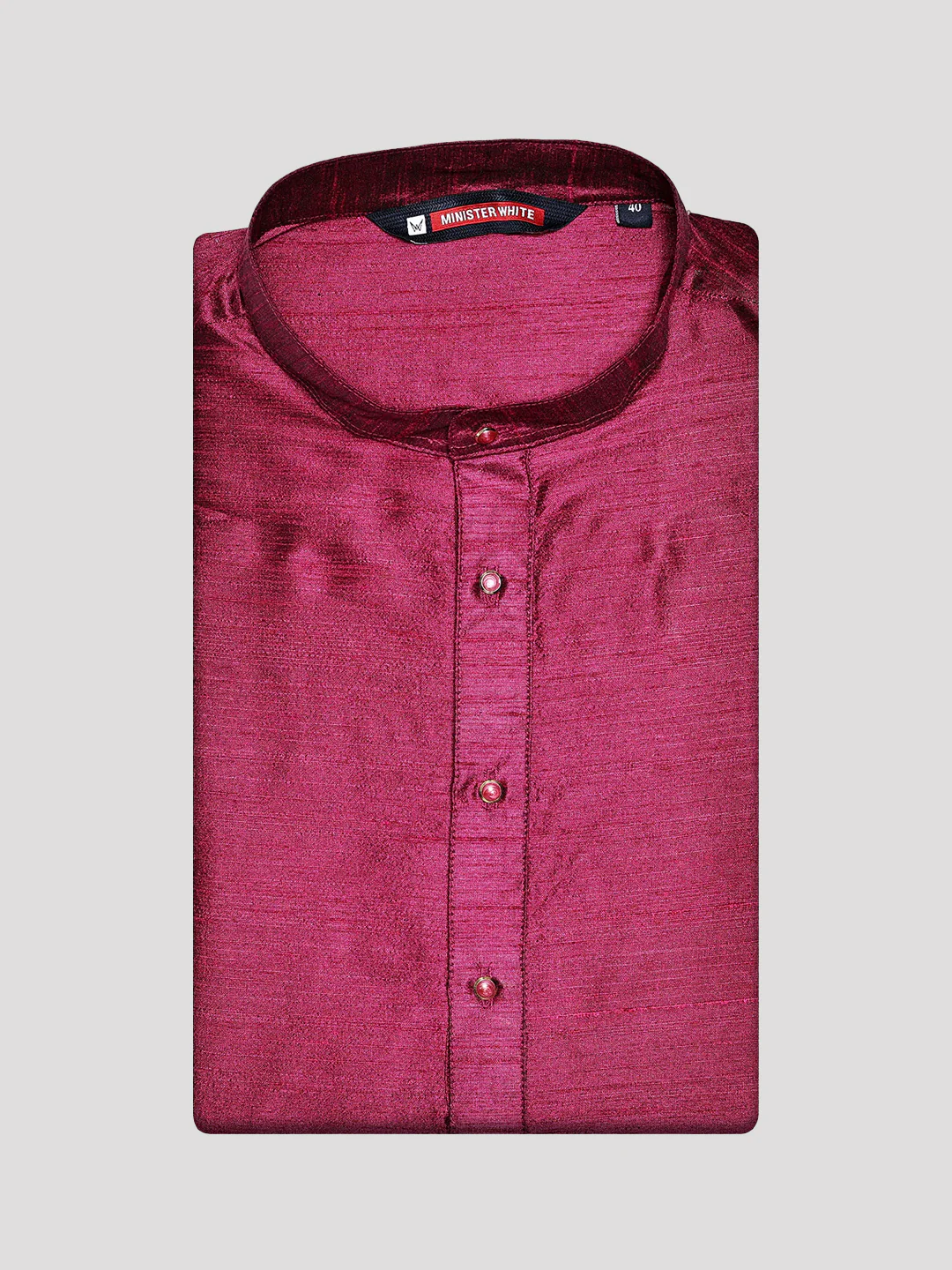 Men's Dupion Satin Maroon Mandarin Collar Kurta 11001
