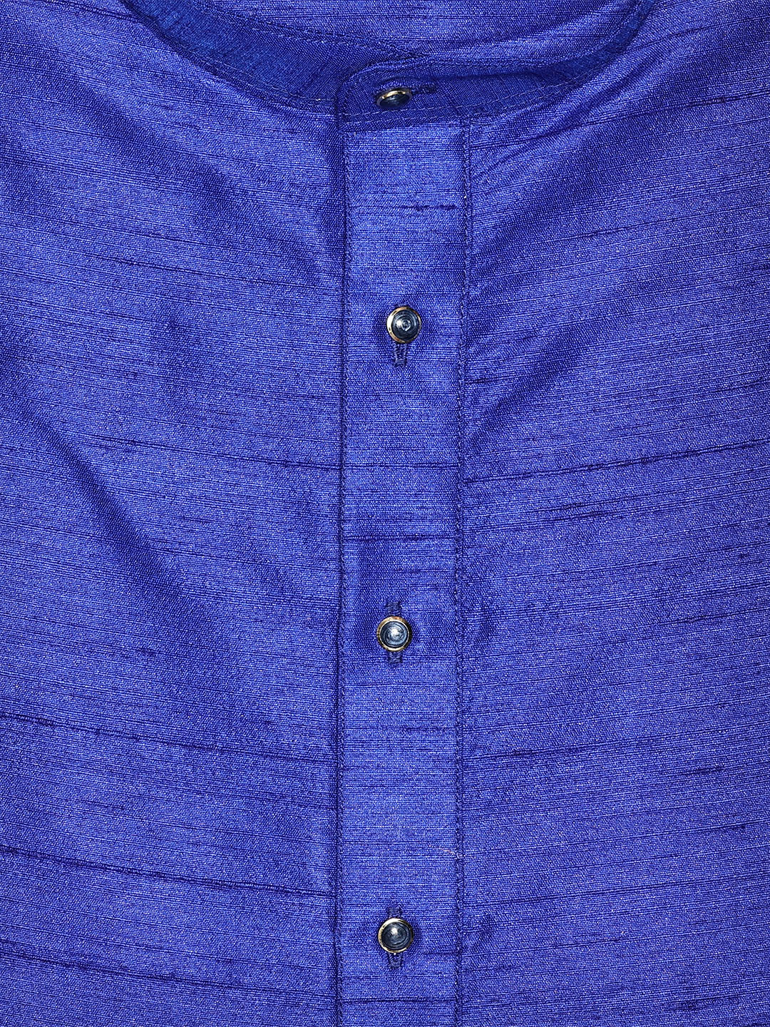 Men's Dupion Satin Royal Blue Mandarin Collar Kurta 11001 - Image 2