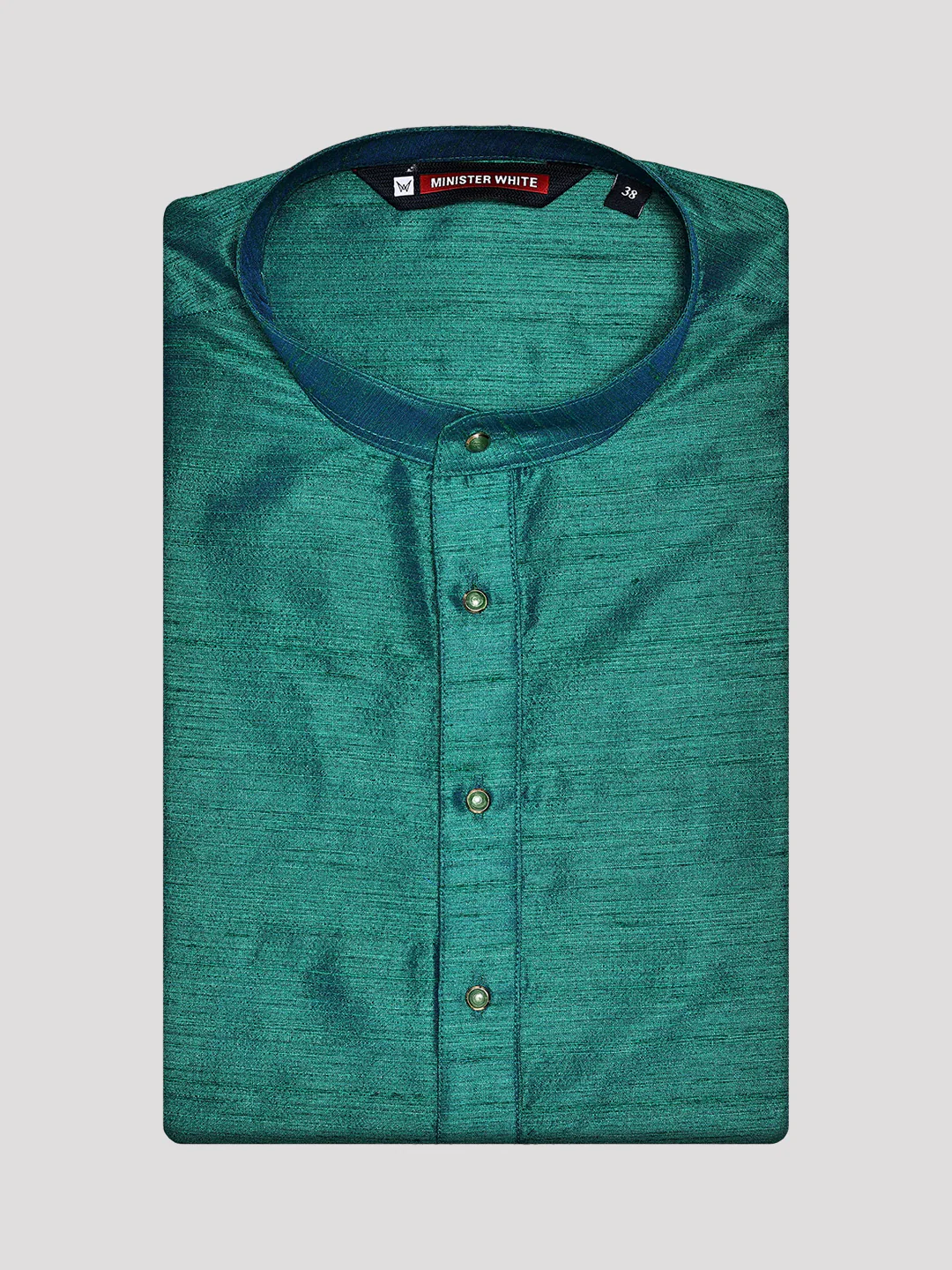 Men's Dupion Satin Teal Green Mandarin Collar Kurta 11001