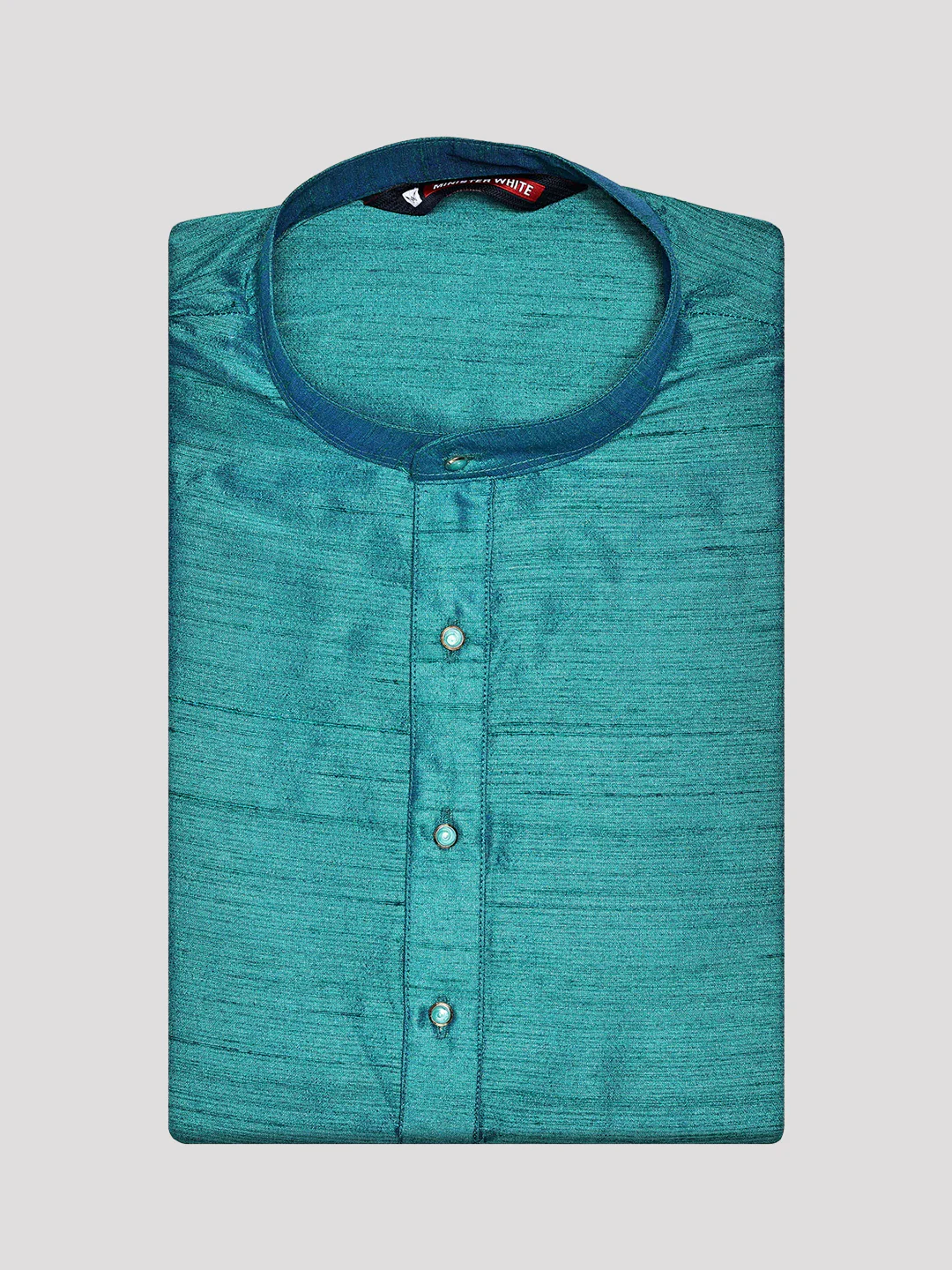 Men's Dupion Satin Teal Mandarin Collar Kurta 11001