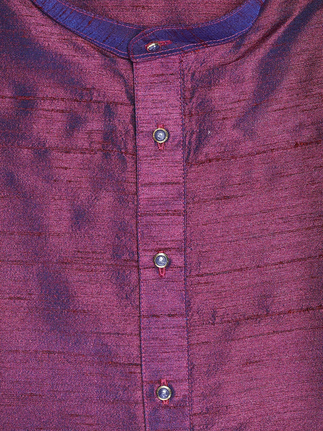 Men's Dupion Satin Wine Mandarin Collar Kurta 11001 - Image 2