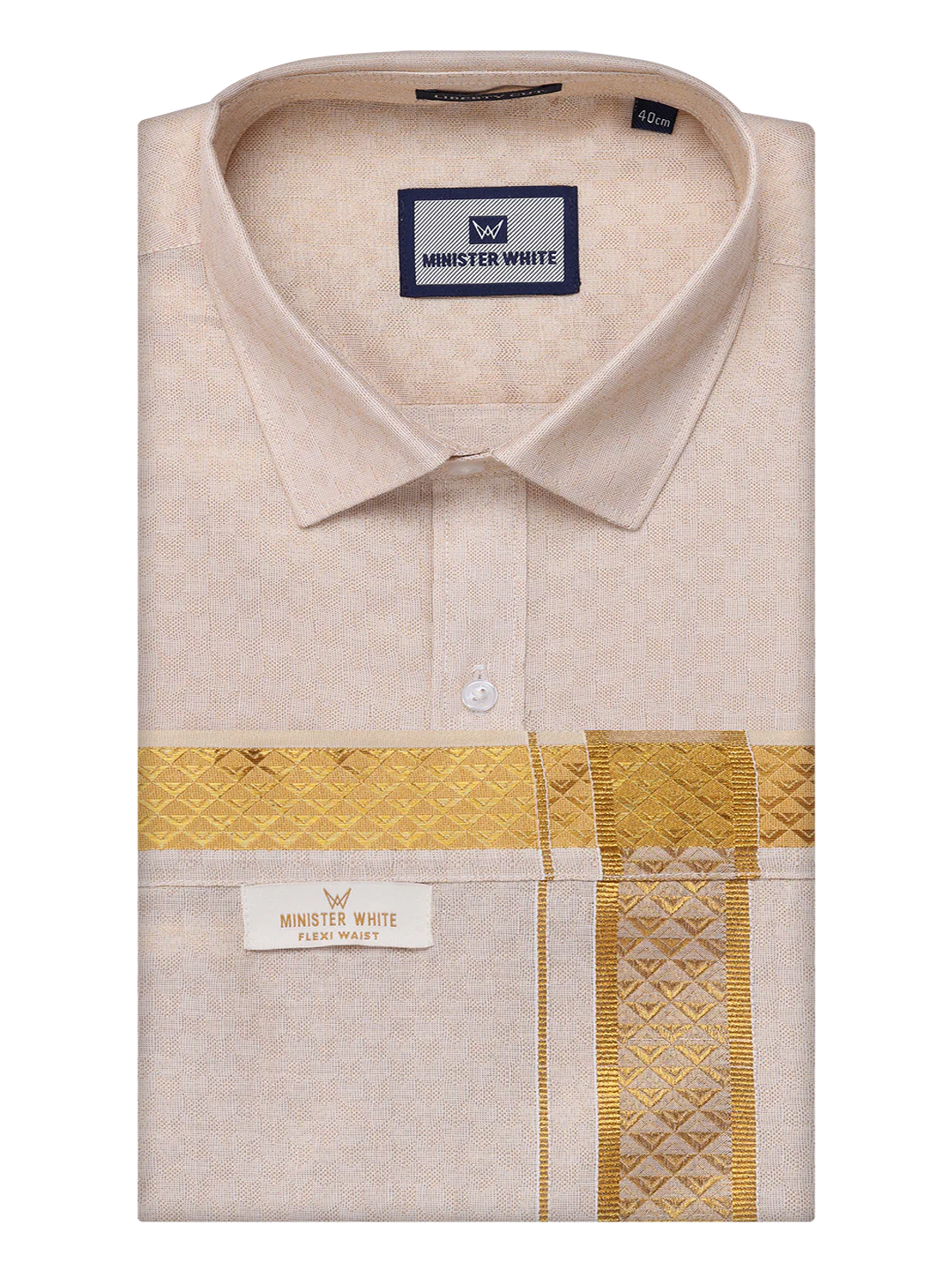 Mens Gold Tissue Jacquard Shirt with Matching Flexi Dhoti Combo Zeebra - Image 8