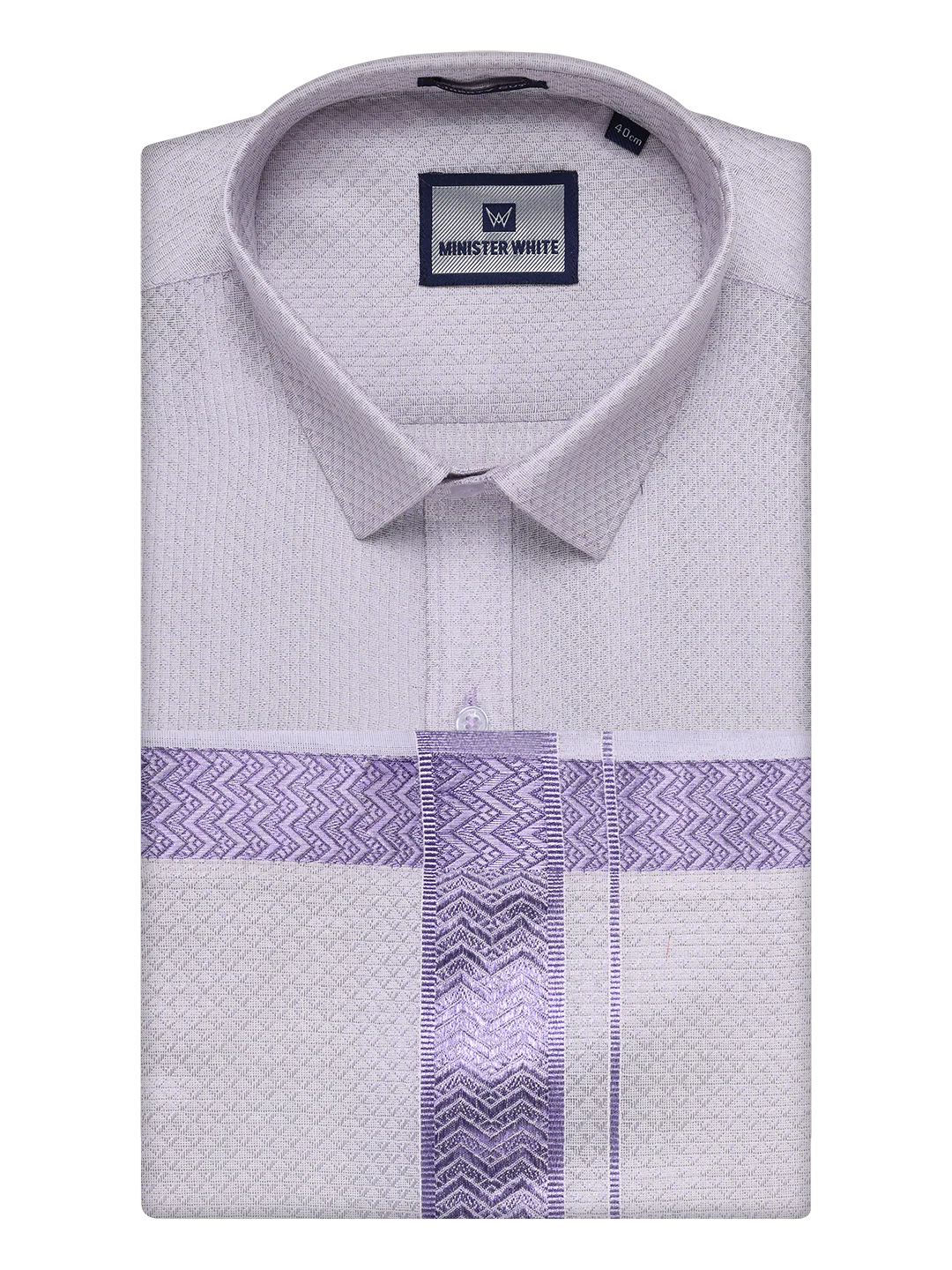 Men's Lavender Tissue Jacquard Shirt with Matching Dhoti Combo Zeus - Image 7