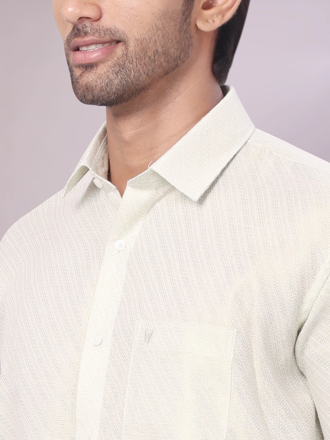 Men's Leaf Green Tissue Jacquard Shirt with Matching Dhoti Combo Zeus - Image 6