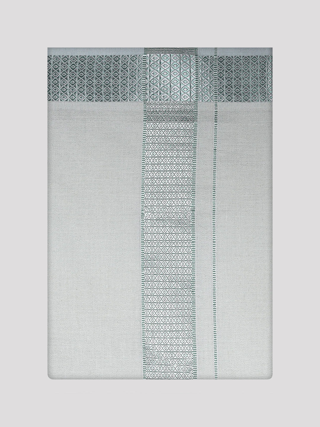 Mens Leaf Green Tissue Shirt and Dhoti Set with Intricate Jacquard Border Plum - Image 7
