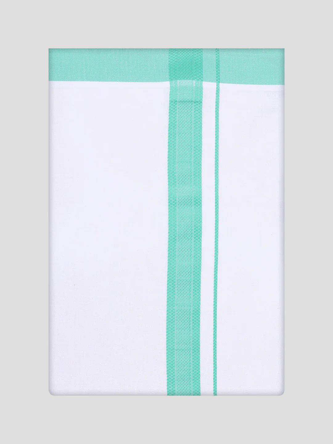Men's Mint Blue Color Shirt with Matching Fancy Border Dhoti Combo Lemax - Image 12