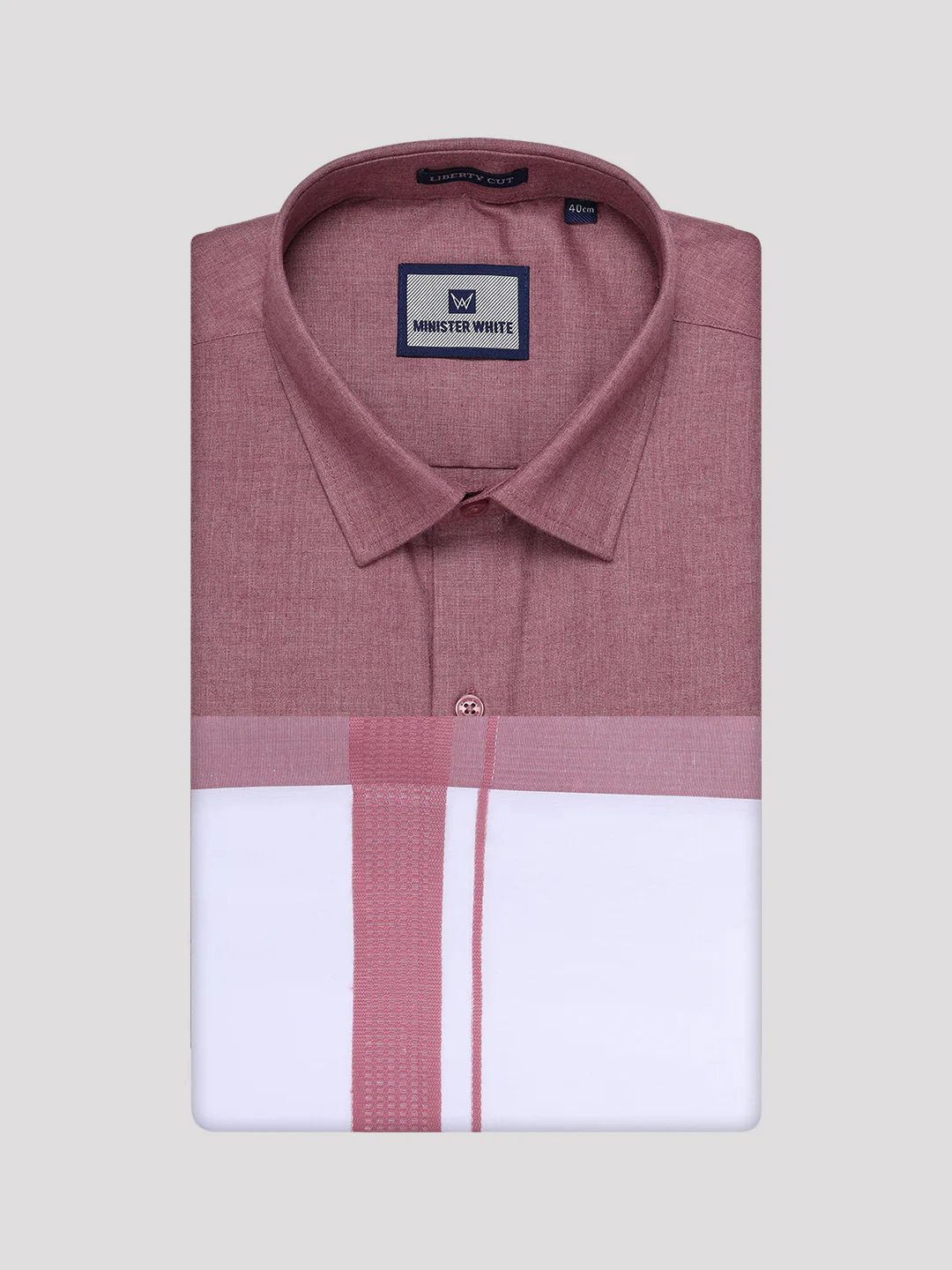 Mens Light Maroon Color Shirt with Matching Border Dhoti Combo Casper - Image 10