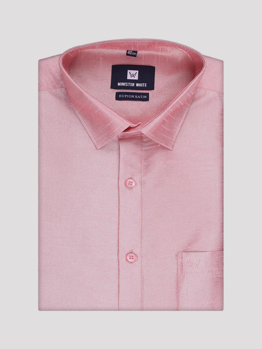 Mens Light Pink Dupion Satin Shirt with Matching Border Dhoti Combo Gora - Image 6