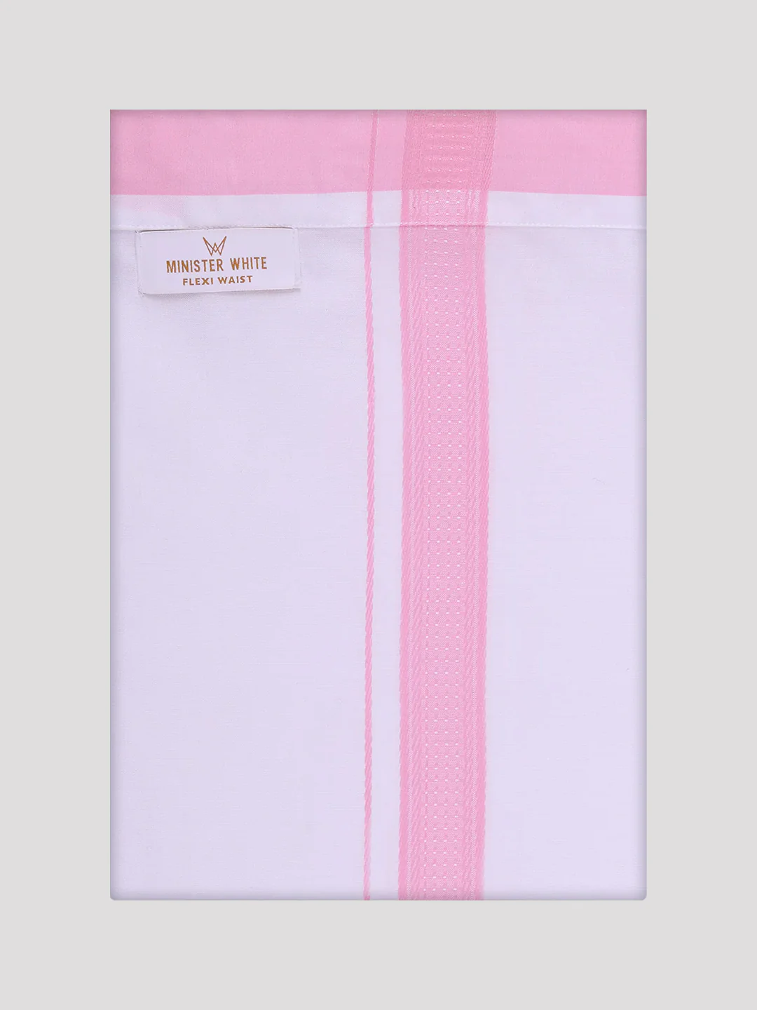 Mens Light Pink Dupion Satin Shirt with Matching Border Flexi Dhoti Combo Gora Flexi - Image 9