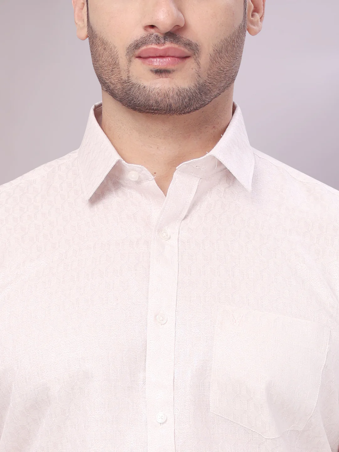 Mens Light Rose Colour Jacquard Shirt with Matching Flexi Dhoti Combo Zeebra - Image 6