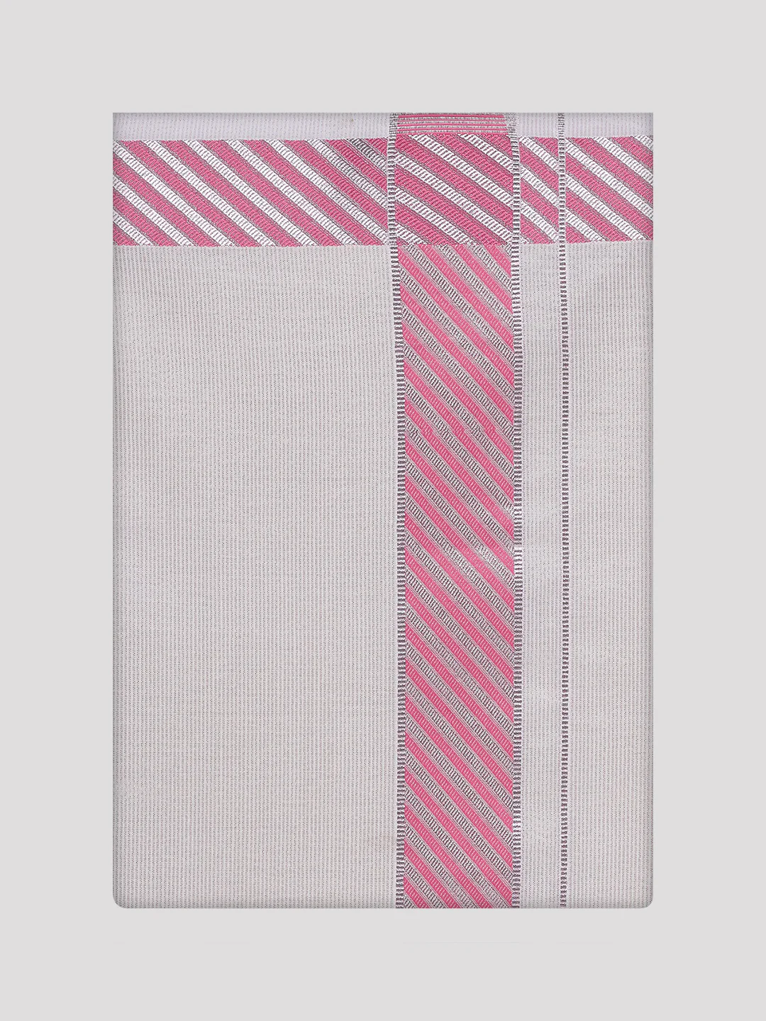 Mens Light Rose Tissue Stripe Shirt and Dhoti Combo with Jacquard Border Kane - Image 8