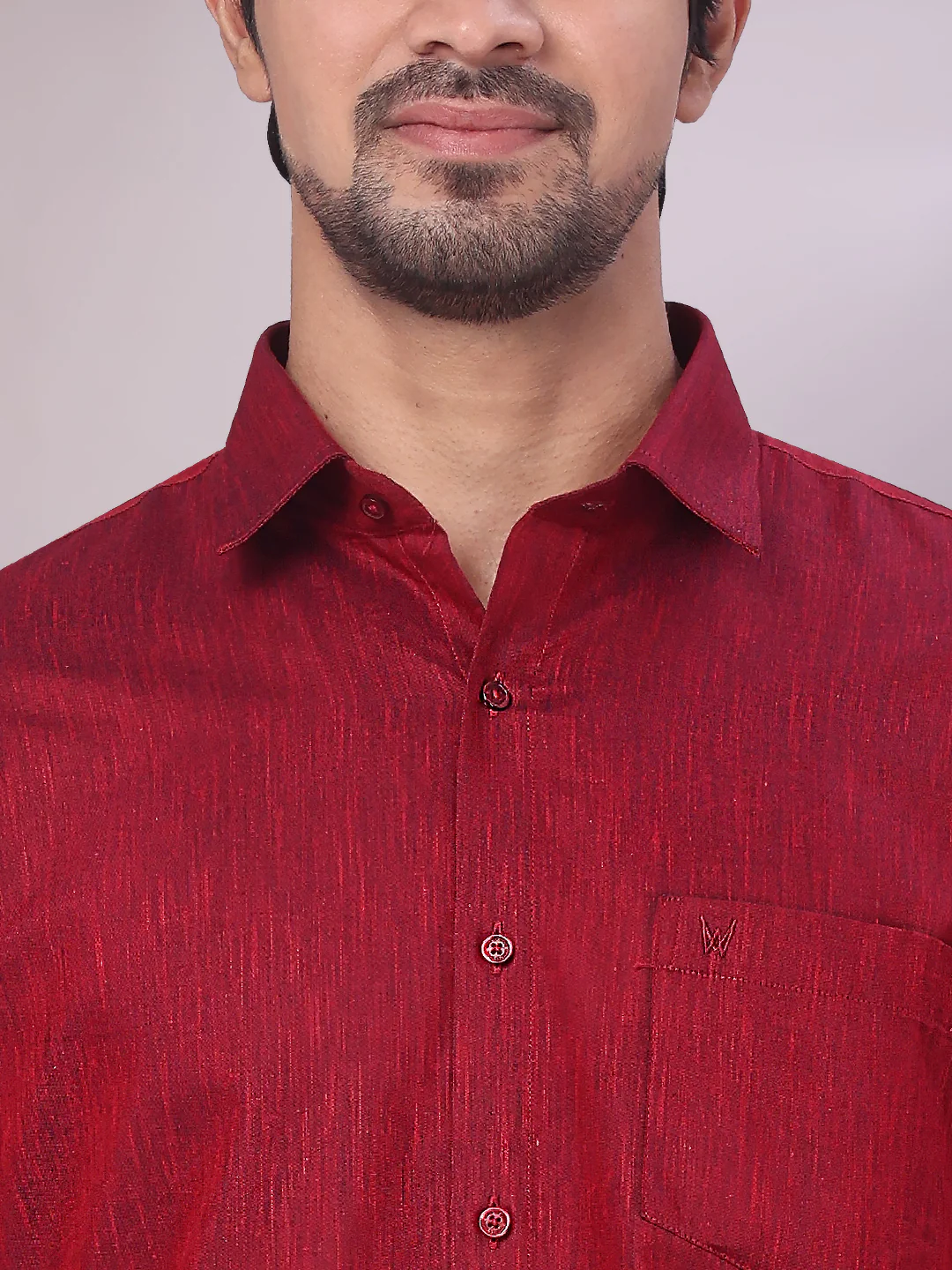 Mens Maroon Colour Shirt with Matching Fancy Border Dhoti Combo Lemax - Image 9